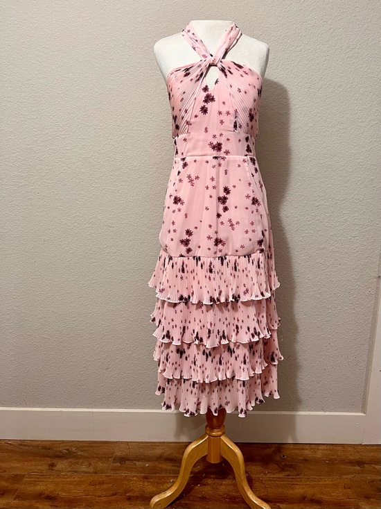 Lulus Dresses & Skirts - LuLu’s Pink Floral Halter Tiered Midi Dress